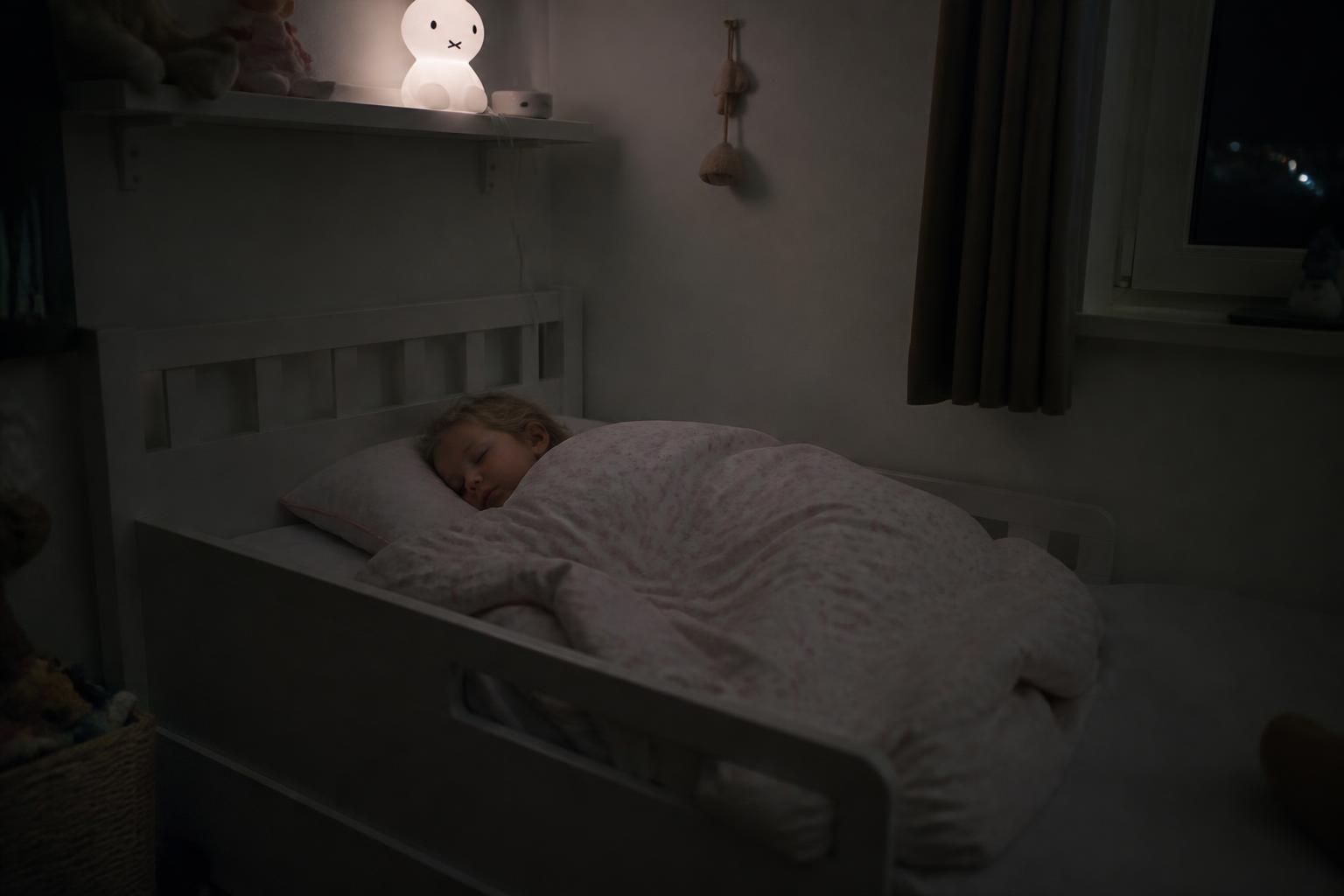 Kind slaapt rustig in een aangenaam koele kinderkamer
